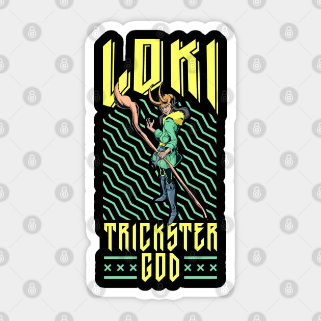 Viking trickster god Loki Sticker by Modern Medieval Design